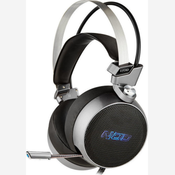 NOD JarHead Gaming headset με retractable μικρόφωνο, σε gunmetal grey χρώμα και μπλε LED φωτισμό