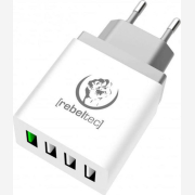 Rebeltec Φορτιστής Χωρίς Καλώδιο με 4 Θύρες USB-A Quick Charge 3.0 Λευκός (H400)
