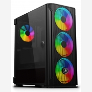 SADES PC case YU mid tower 396x210x453mm, 4x fan, διάφανο πλαϊνό, μαύρο | SA-YU (AK1)