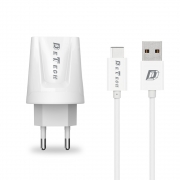 DeTech, DE-01C,Φορτιστής δικτύου 5V/2.1A, 220V, Universal, 2 x USB, καλώδιο Type-C, 1.0m, λευκό