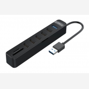 ORICO USB 3.0 hub TWU32-6AST, 6x USB ports, SD/TF ports, μαύρο