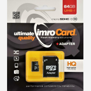 IMRO microSDXC 64GB Class 10 U3 UHS-I με αντάπτορα