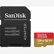 Sandisk Extreme microSDXC 128GB Class 10 U3 V30 A2 with Adapter Mobile