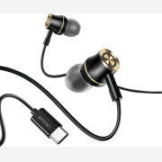 USAMS earphones με μικρόφωνο US-SJ482, Type-C, 10mm, 1.2m, μαύρα HSEP4301