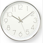 Ρολόι Τοίχου με Μεγάλους Αριθμούς Nedis CLWA015PC30SR Λευκό/Ασημί 30cm