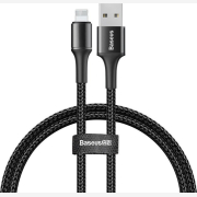 Baseus (CALGH-A01) Μαύρο 0.5m Halo Braided / LED USB to Lightning Cable 0.5m