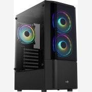 AEROCOOL PC case mid tower QUANTUM-G, 206x450x360mm, 3x FRGB fan, μαύρο | QUANTUM-G-BK-V2