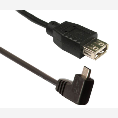 Power Tech USB 2,0V (F) σε Micro B(M) - 90o -  1,5 m