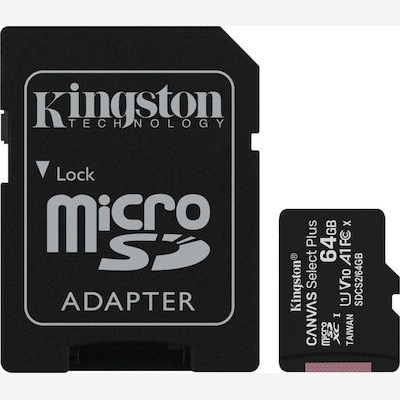 Kingston Canvas Select Plus SDCS2/64GB memory card microSDHC U1 V10 A1 with Adapter
