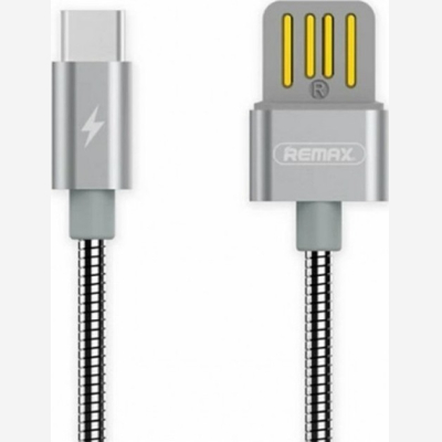 Remax Braided USB 2.0 Cable USB-C male - USB-A male Ασημί 1m (Serpent)