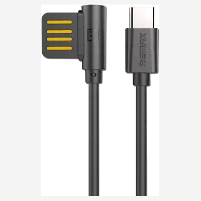 Remax Angle (90°) / Regular USB 2.0 Cable USB-C male - USB-A male Μαύρο 1m (Rayen)