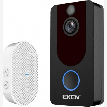 EKEN κουδούνι με κάμερα V7, WiFi, 1080p, PIR, cloud, μαύρο | V7-DB